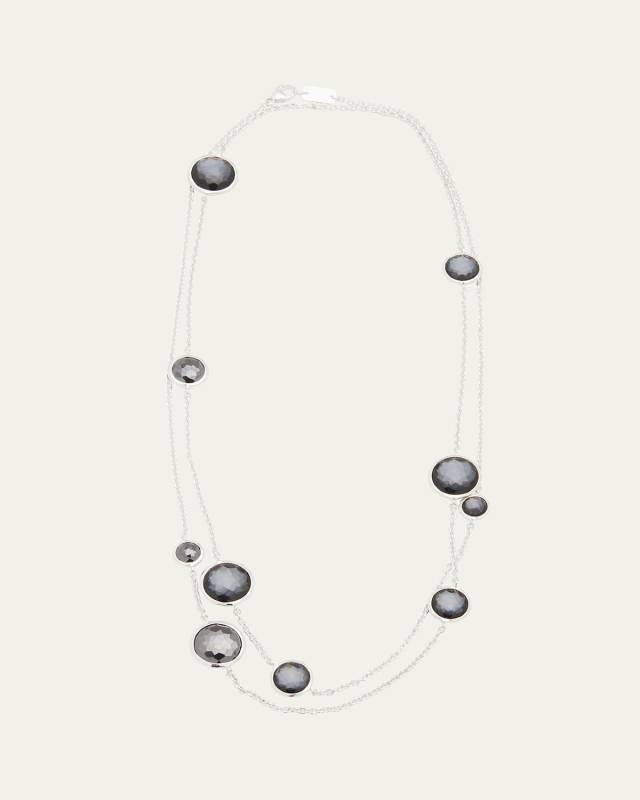 Mixed Multi Stone Station Necklace in Sterling Silver